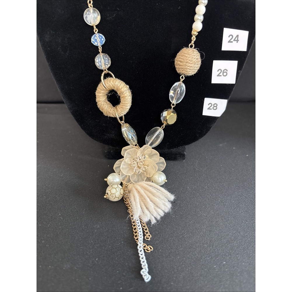 Plunder Design Gold‎ Tone 'Shirley' Flower Pendant Long 29-32" Necklace